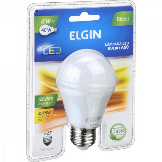 Lâmpada LED 6W Bivolt BULBO 6500K Branca Fria ELGIN por 0,00 à vista no boleto/pix ou parcele em até 1x sem juros. Compre na loja Mundomax!