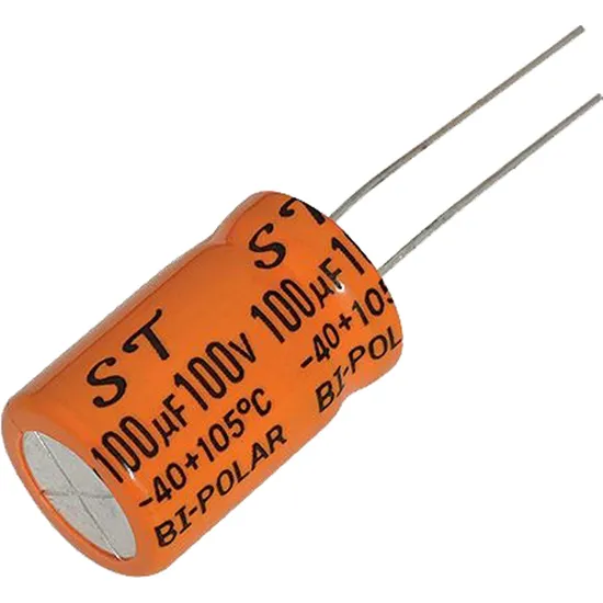 Capacitor Eletrolítico Bipolar 100uF x 100V CAPC0003 Laranja STORM (embalagem c/ 10 uni.) (58716)