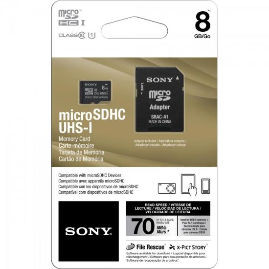 Cartão de Memória 8GB Micro SDHC com Adaptador CLASSE 10 SR-8UY2 SONY por 0,00 à vista no boleto/pix ou parcele em até 1x sem juros. Compre na loja Mundomax!