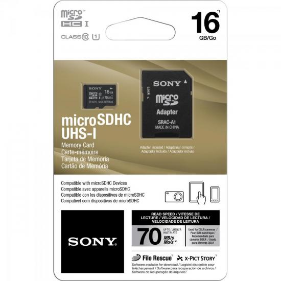 Cartão de Memória 16GB Micro SDHC com Adaptador CLASSE 10 SR-16UY2 SONY por 0,00 à vista no boleto/pix ou parcele em até 1x sem juros. Compre na loja Mundomax!