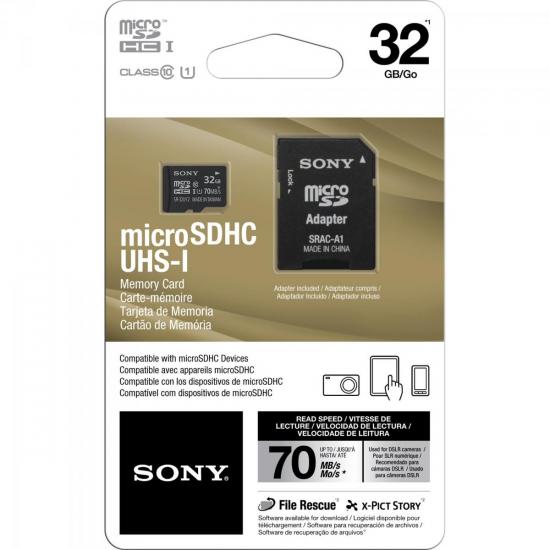 Cartão de Memória 32GB Micro SDHC c/ Adaptador CLASSE 10 SR-32UY2 SONY por 0,00 à vista no boleto/pix ou parcele em até 1x sem juros. Compre na loja Mundomax!