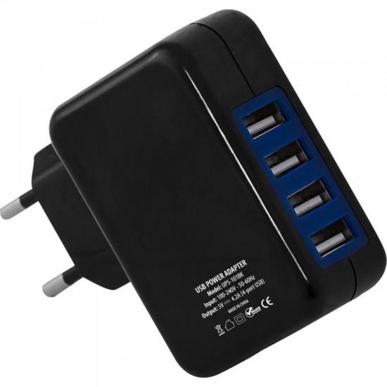 Fonte de Energia USB 4 Portas 4,2A UPS-101BK Preto FORTREK por 31,90 à vista no boleto/pix ou parcele em até 1x sem juros. Compre na loja Mundomax!
