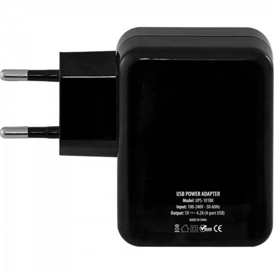 Fonte de Energia USB 4 Portas 4,2A UPS-101BK Preto FORTREK por 31,90 à vista no boleto/pix ou parcele em até 1x sem juros. Compre na loja Mundomax!