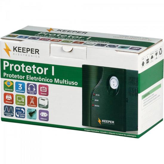 Protetor Eletrônico 1500VA Bivolt PROTETOR I Preto KEEPER por 0,00 à vista no boleto/pix ou parcele em até 1x sem juros. Compre na loja Mundomax!