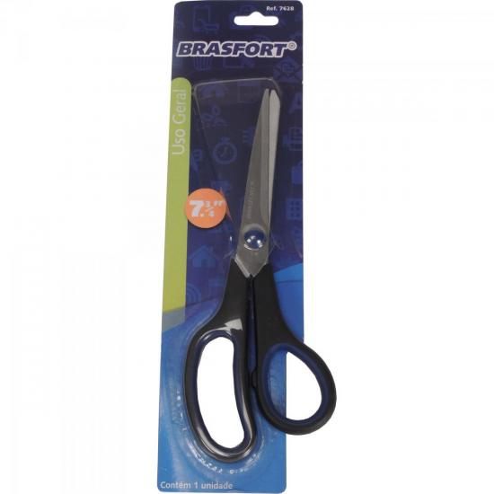 Tesoura USO GERAL 7.3/4\" Preto BRASFORT por 0,00 à vista no boleto/pix ou parcele em até 1x sem juros. Compre na loja Mundomax!