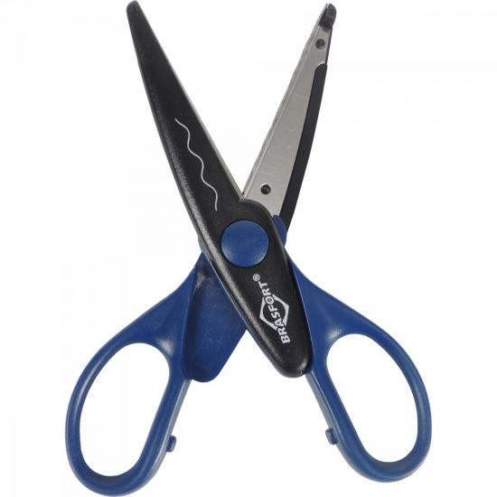 Tesoura PICOTAR ONDA 6.1/4\" Preta BRASFORT por 0,00 à vista no boleto/pix ou parcele em até 1x sem juros. Compre na loja Mundomax!