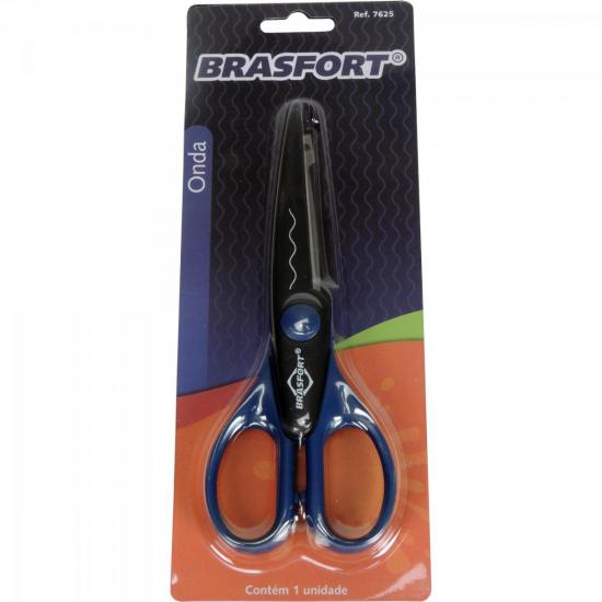 Tesoura PICOTAR ONDA 6.1/4\" Preta BRASFORT por 0,00 à vista no boleto/pix ou parcele em até 1x sem juros. Compre na loja Mundomax!