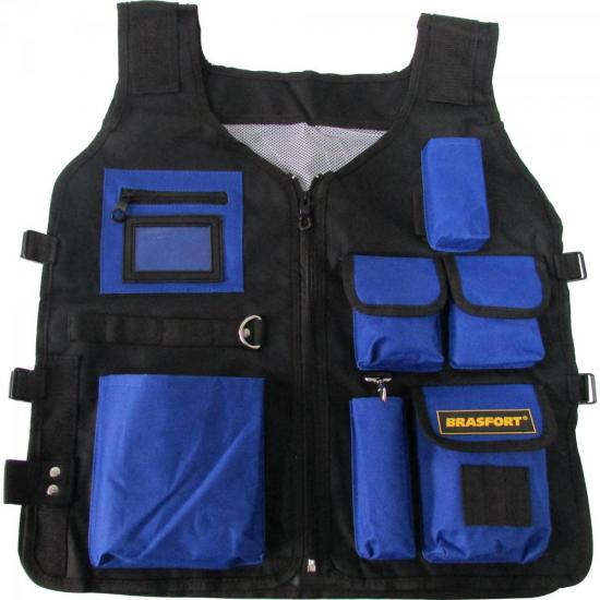 Colete Para Ferramentas 10 BOLSOS Azul/Preto BRASFORT por 95,59 à vista no boleto/pix ou parcele em até 3x sem juros. Compre na loja Mundomax!