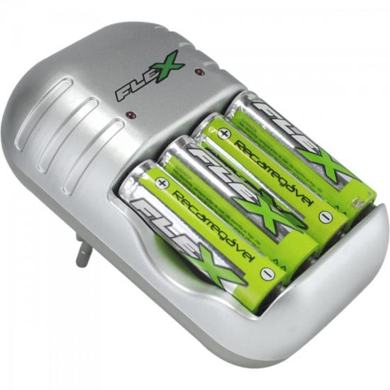 Carregador de Pilha AA/AAA C/4 AA 2700mAh FX-C04 Bivolt FLEX por 0,00 à vista no boleto/pix ou parcele em até 1x sem juros. Compre na loja Mundomax!