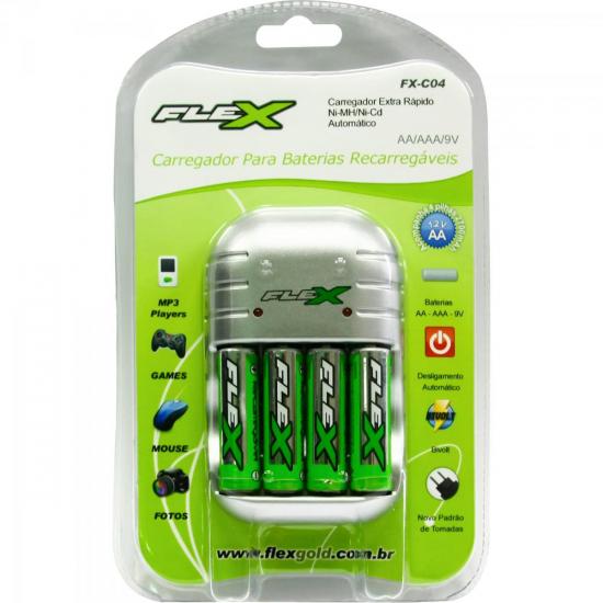 Carregador de Pilha AA/AAA C/4 AA 2700mAh FX-C04 Bivolt FLEX por 0,00 à vista no boleto/pix ou parcele em até 1x sem juros. Compre na loja Mundomax!