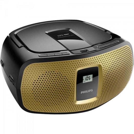 Rádio Portátil com CD Player/USB/MP3/FM/AM AZ392X/78 Preto e Dourado por 0,00 à vista no boleto/pix ou parcele em até 1x sem juros. Compre na loja Mundomax!
