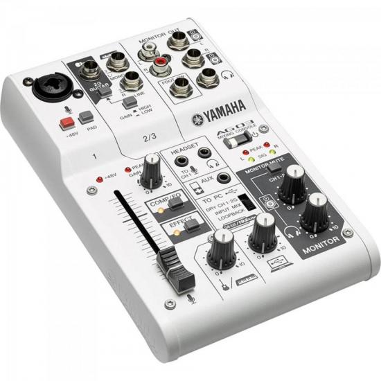 Mesa de Som e Interface de Áudio 3 Canais AG03 Branca YAMAHA por 1.386,99 à vista no boleto/pix ou parcele em até 12x sem juros. Compre na loja Mundomax!