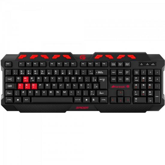 Teclado Gamer Multimídia SPIDER GK-704BK Preto/Vermelho FORTREK por 57,90 à vista no boleto/pix ou parcele em até 2x sem juros. Compre na loja Mundomax!