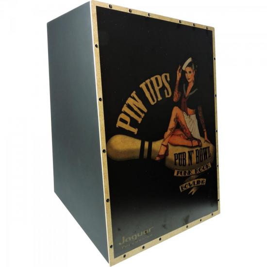 Cajon Eletroacústico Inclinado PIN-UP BOWLING K2-EQ-008 JAGUAR por 0,00 à vista no boleto/pix ou parcele em até 1x sem juros. Compre na loja Mundomax!