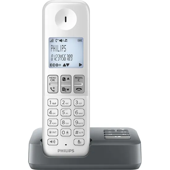 Telefone sem Fio com ID/Secretária/Viva-Voz D2351WG/BR Branco PHILIPS (59457)