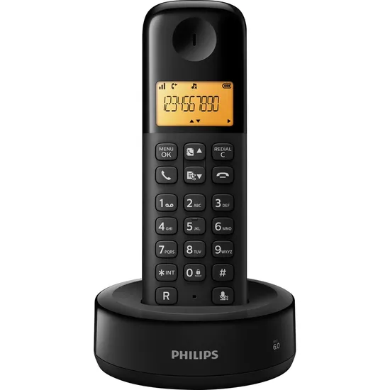 Telefone sem Fio com ID D1301B/BR Preto PHILIPS (59460)