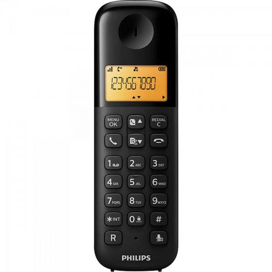 Telefone sem Fio com ID D1301B/BR Preto PHILIPS por 0,00 à vista no boleto/pix ou parcele em até 1x sem juros. Compre na loja Mundomax!
