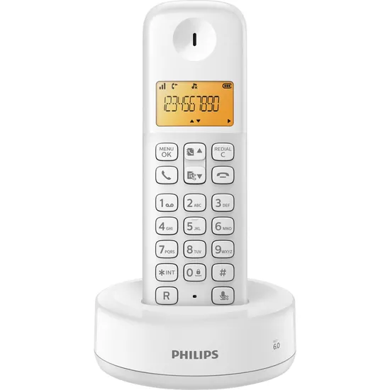 Telefone sem Fio com ID D1301W/BR Branco PHILIPS (59461)