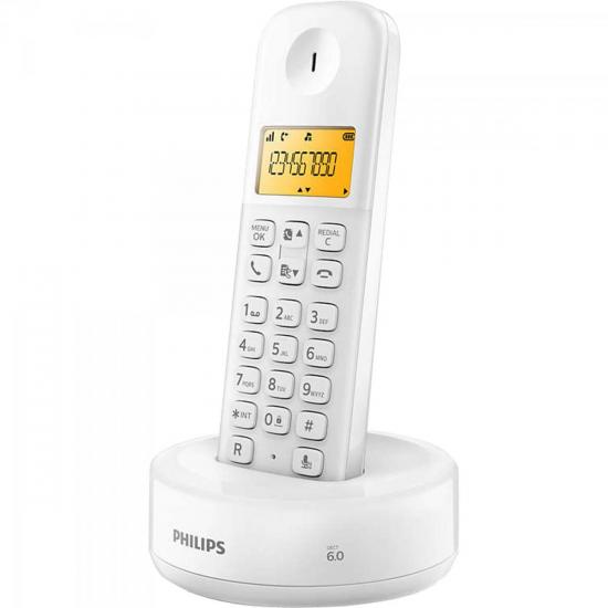 Telefone sem Fio com ID D1301W/BR Branco PHILIPS por 0,00 à vista no boleto/pix ou parcele em até 1x sem juros. Compre na loja Mundomax!
