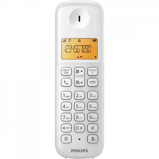 Telefone sem Fio com ID D1301W/BR Branco PHILIPS por 0,00 à vista no boleto/pix ou parcele em até 1x sem juros. Compre na loja Mundomax!