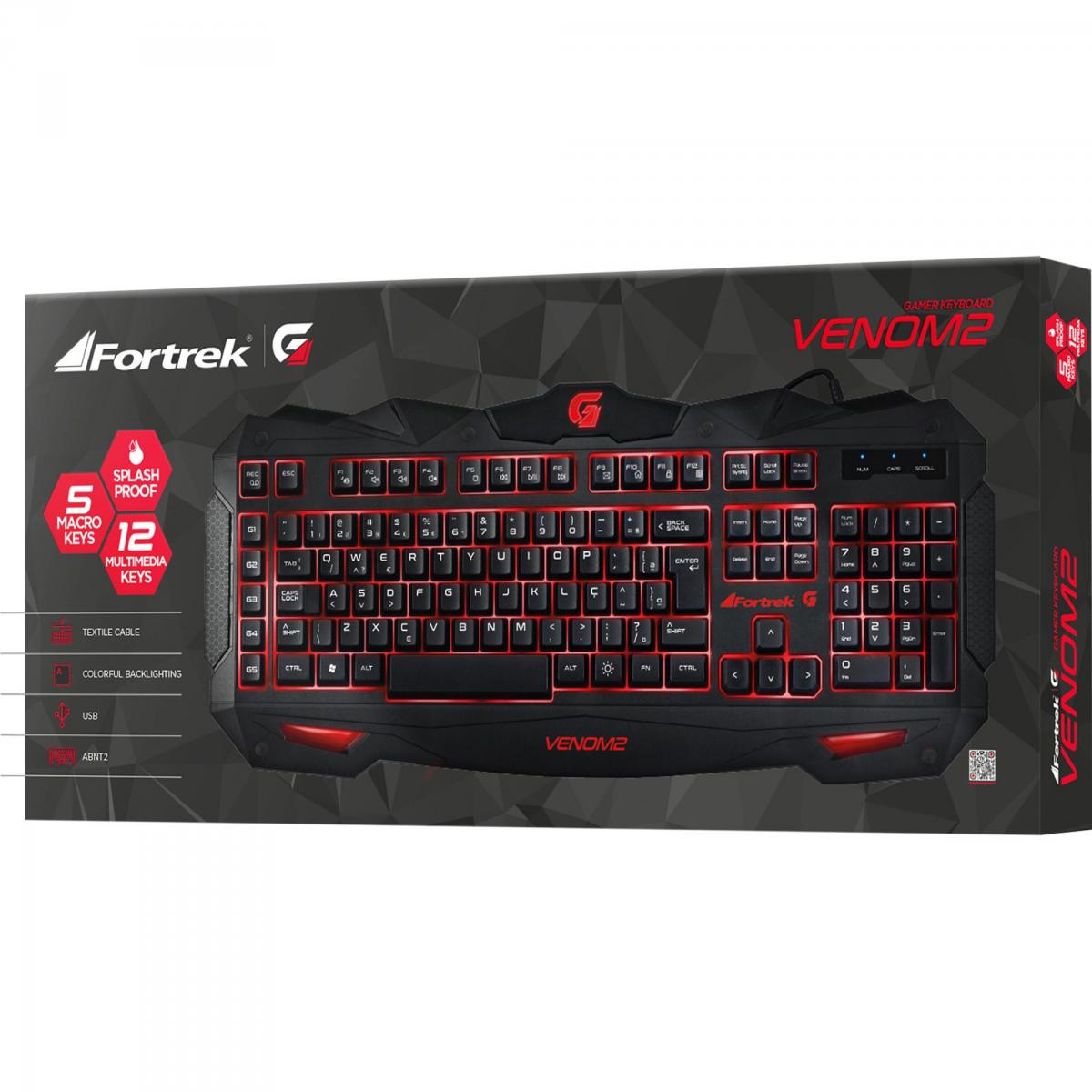 Teclado Gamer Multimídia SPIDER VENOM 2 GK-705 Preto/Vermelho