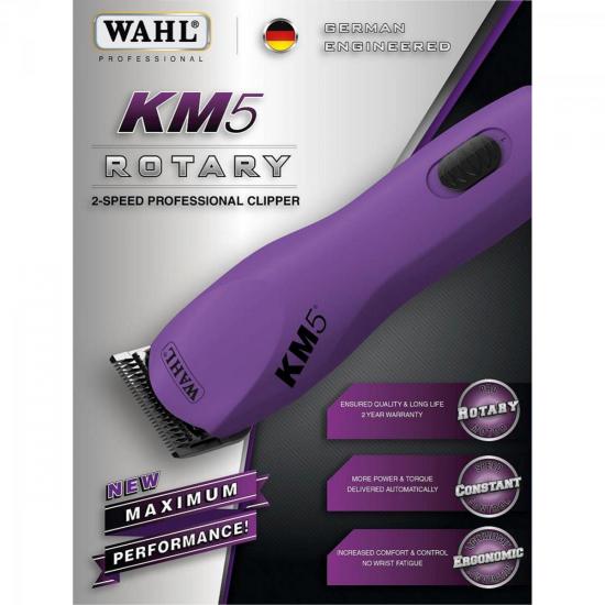 Máquina de Tosa KM05 Bivolt Lílas WAHL por 0,00 à vista no boleto/pix ou parcele em até 1x sem juros. Compre na loja Mundomax!