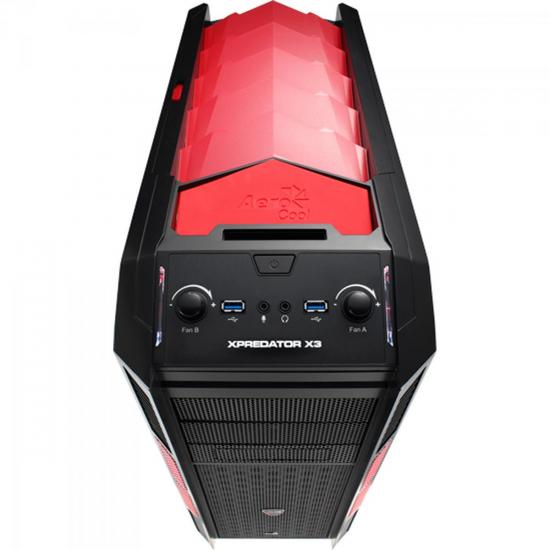 Gabinete Gamer Mid Tower XPREDATOR X3 EN57097 Vermelho/Preto