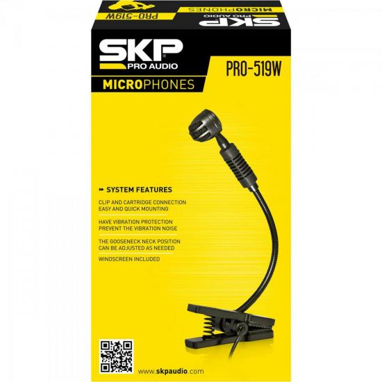 Microfone para Instrumentos de Sopro PRO-519W Preto SKP por 0,00 à vista no boleto/pix ou parcele em até 1x sem juros. Compre na loja Mundomax!