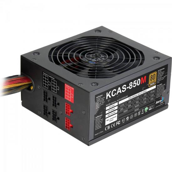 Fonte ATX KCAS 850W Modular 80 Plus Bronze PFC Ativo AEROCOOL por 728,90 à vista no boleto/pix ou parcele em até 10x sem juros. Compre na loja Mundomax!