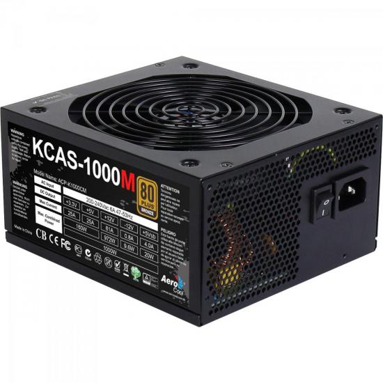 Fonte ATX s/Cabo 1000W KCAS EN53862 Preto AEROCOOL por 0,00 à vista no boleto/pix ou parcele em até 1x sem juros. Compre na loja Mundomax!