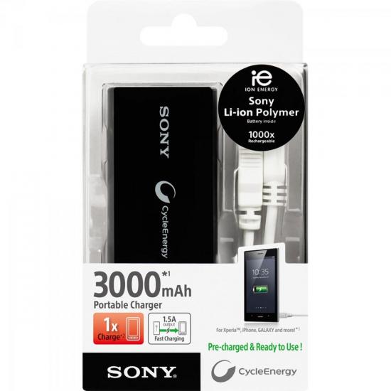 Carregador Portátil USB 3000mAh CP-V3 Preto SONY por 0,00 à vista no boleto/pix ou parcele em até 1x sem juros. Compre na loja Mundomax!