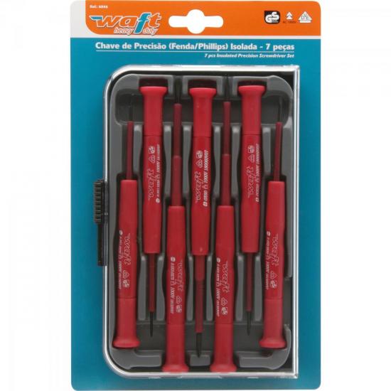 Jogo de Chaves de Precisão Isoladas FENDA/PHILLIPS Vermelhas WAFT por 0,00 à vista no boleto/pix ou parcele em até 1x sem juros. Compre na loja Mundomax!