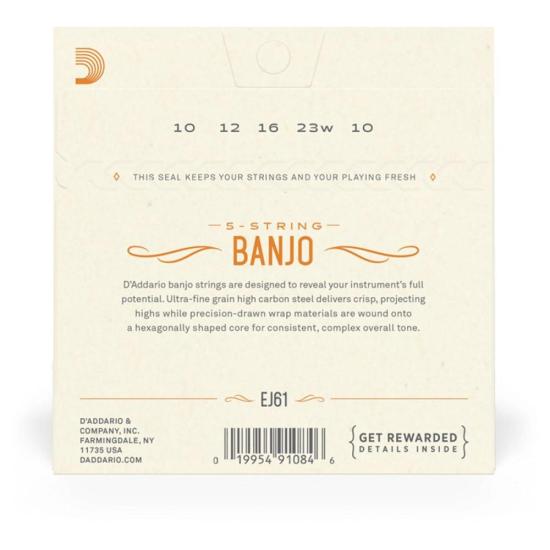 Encordoamento Banjo 5 Cordas .010-.010 EJ61 D\