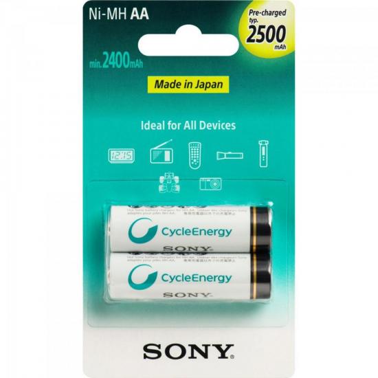 Pilha Recarregável AA com 2 2500mAh NiMh NH-AA-B2GN SONY por 0,00 à vista no boleto/pix ou parcele em até 1x sem juros. Compre na loja Mundomax!