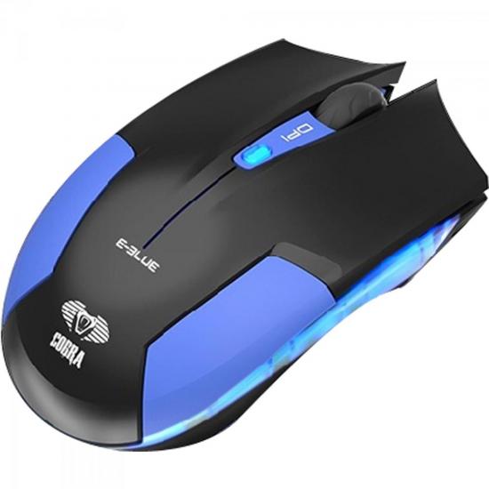 Mouse Gamer USB 1600DPI Cobra Type-M Preto/Azul E-BLUE por 0,00 à vista no boleto/pix ou parcele em até 1x sem juros. Compre na loja Mundomax!