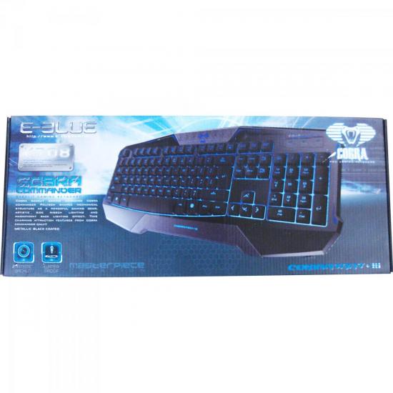 Teclado Gamer USB COBRA COMMANDER Preto E-BLUE por 0,00 à vista no boleto/pix ou parcele em até 1x sem juros. Compre na loja Mundomax!