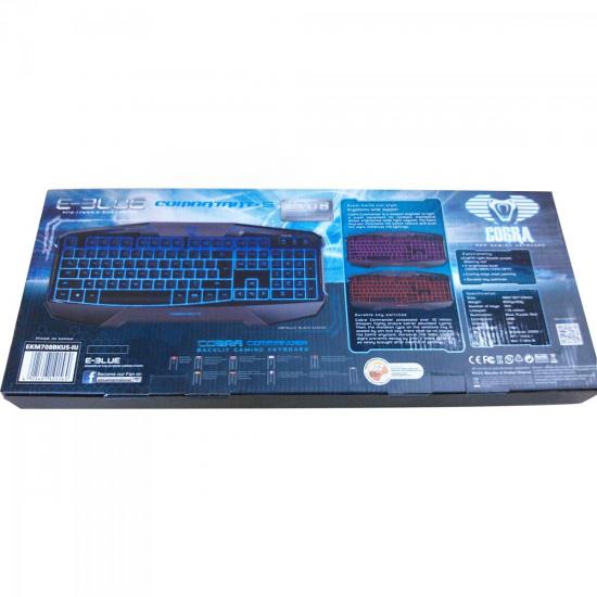 Teclado Gamer USB COBRA COMMANDER Preto E-BLUE por 0,00 à vista no boleto/pix ou parcele em até 1x sem juros. Compre na loja Mundomax!