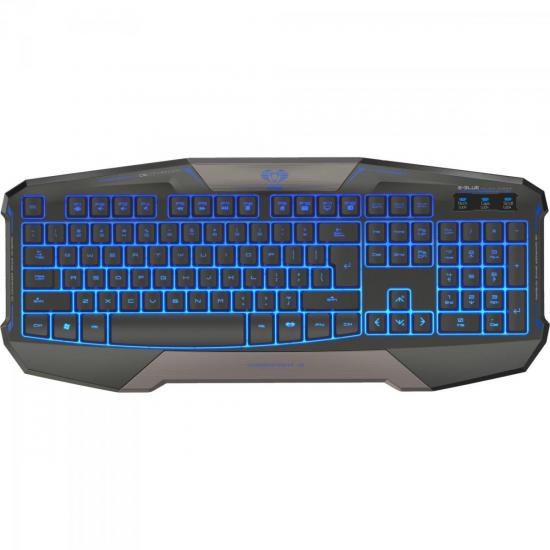 Teclado Gamer USB COBRA COMMANDER Preto E-BLUE por 0,00 à vista no boleto/pix ou parcele em até 1x sem juros. Compre na loja Mundomax!