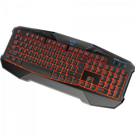 Teclado Gamer USB COBRA COMMANDER Preto E-BLUE por 0,00 à vista no boleto/pix ou parcele em até 1x sem juros. Compre na loja Mundomax!