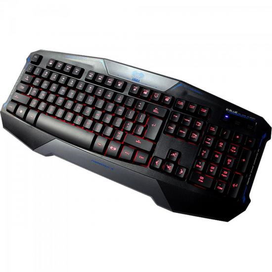 Teclado Gamer USB COBRA COMMANDER Preto E-BLUE por 0,00 à vista no boleto/pix ou parcele em até 1x sem juros. Compre na loja Mundomax!