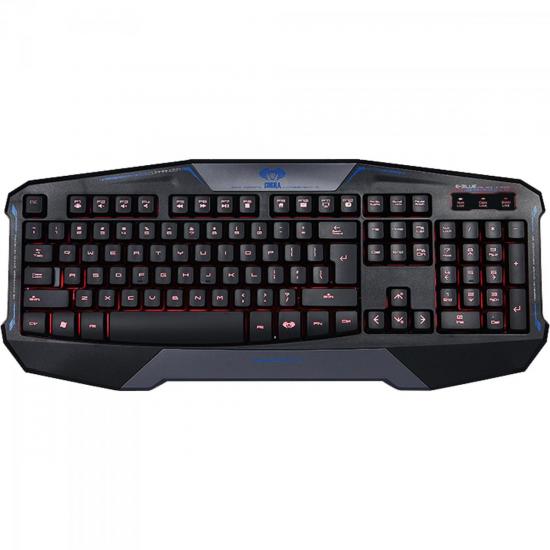 Teclado Gamer USB COBRA COMMANDER Preto E-BLUE por 0,00 à vista no boleto/pix ou parcele em até 1x sem juros. Compre na loja Mundomax!