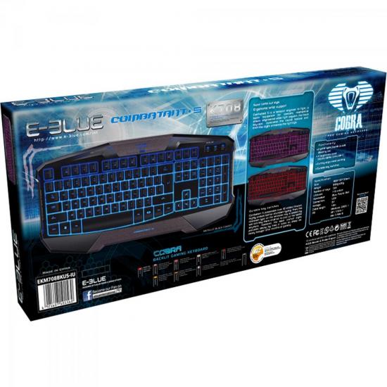 Teclado Gamer USB COBRA COMMANDER Preto E-BLUE por 0,00 à vista no boleto/pix ou parcele em até 1x sem juros. Compre na loja Mundomax!