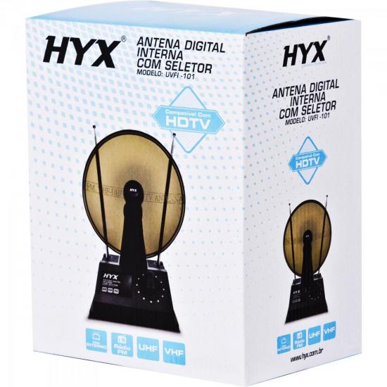 Antena Digital HDTV/UHF/VHF/FM Interna UVFI-101 Preta HYX por 0,00 à vista no boleto/pix ou parcele em até 1x sem juros. Compre na loja Mundomax!