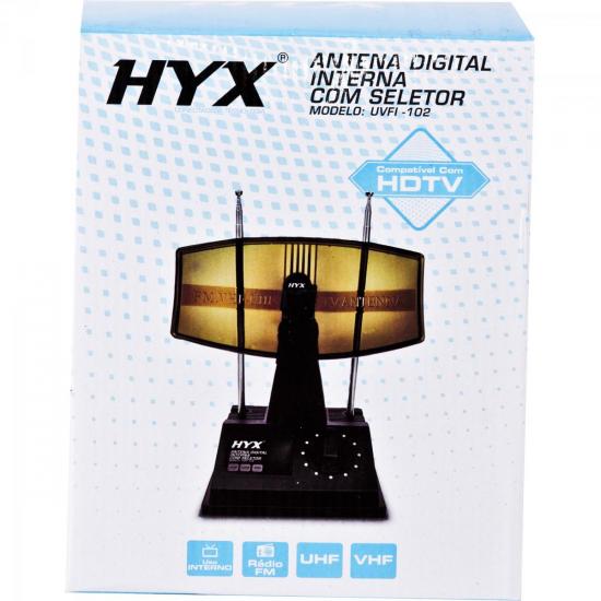 Antena Digital HDTV/UHF/VHF/FM Interna UVFI-102 Preta HYX por 0,00 à vista no boleto/pix ou parcele em até 1x sem juros. Compre na loja Mundomax!
