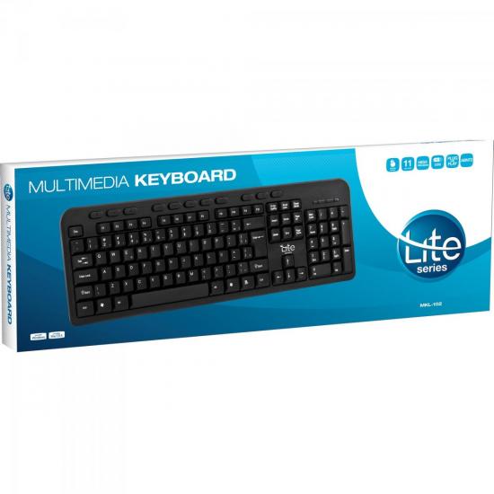 Teclado Multimídia USB MKL-102 Preto LITE por 0,00 à vista no boleto/pix ou parcele em até 1x sem juros. Compre na loja Mundomax!