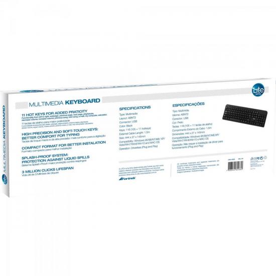 Teclado Multimídia USB MKL-102 Preto LITE por 0,00 à vista no boleto/pix ou parcele em até 1x sem juros. Compre na loja Mundomax!