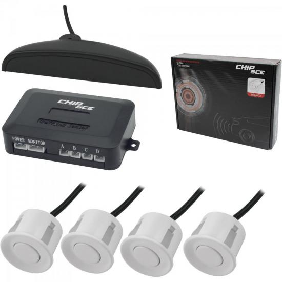 Sensor de Estacionamento 4 Pontos com Display Branco CHIP SCE por 0,00 à vista no boleto/pix ou parcele em até 1x sem juros. Compre na loja Mundomax!