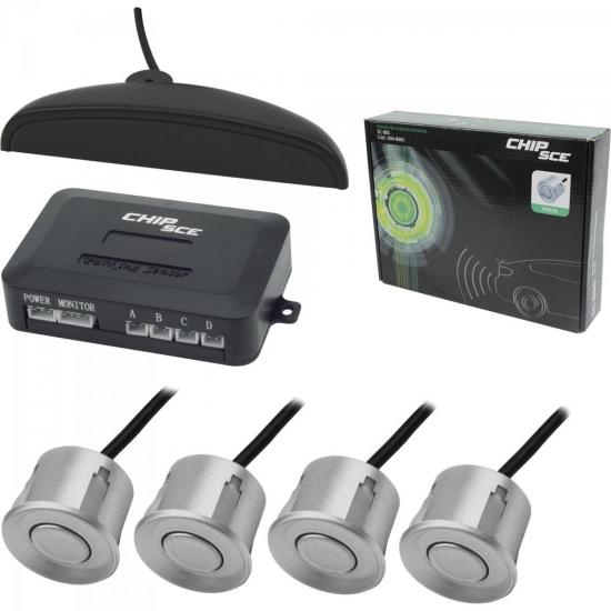 Sensor de Estacionamento 4 Pontos com Display Prata CHIP SCE por 0,00 à vista no boleto/pix ou parcele em até 1x sem juros. Compre na loja Mundomax!