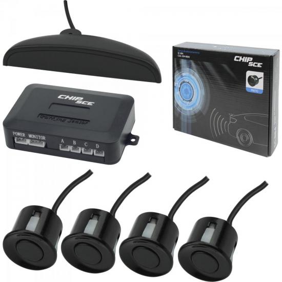 Sensor de Estacionamento 4 Pontos com Display Preto CHIP SCE por 0,00 à vista no boleto/pix ou parcele em até 1x sem juros. Compre na loja Mundomax!