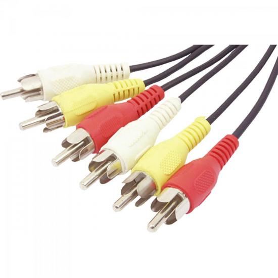 Cabo RCAxRCA 3 Vias 1,50m Niquelado CHIP SCE por 0,00 à vista no boleto/pix ou parcele em até 1x sem juros. Compre na loja Mundomax!